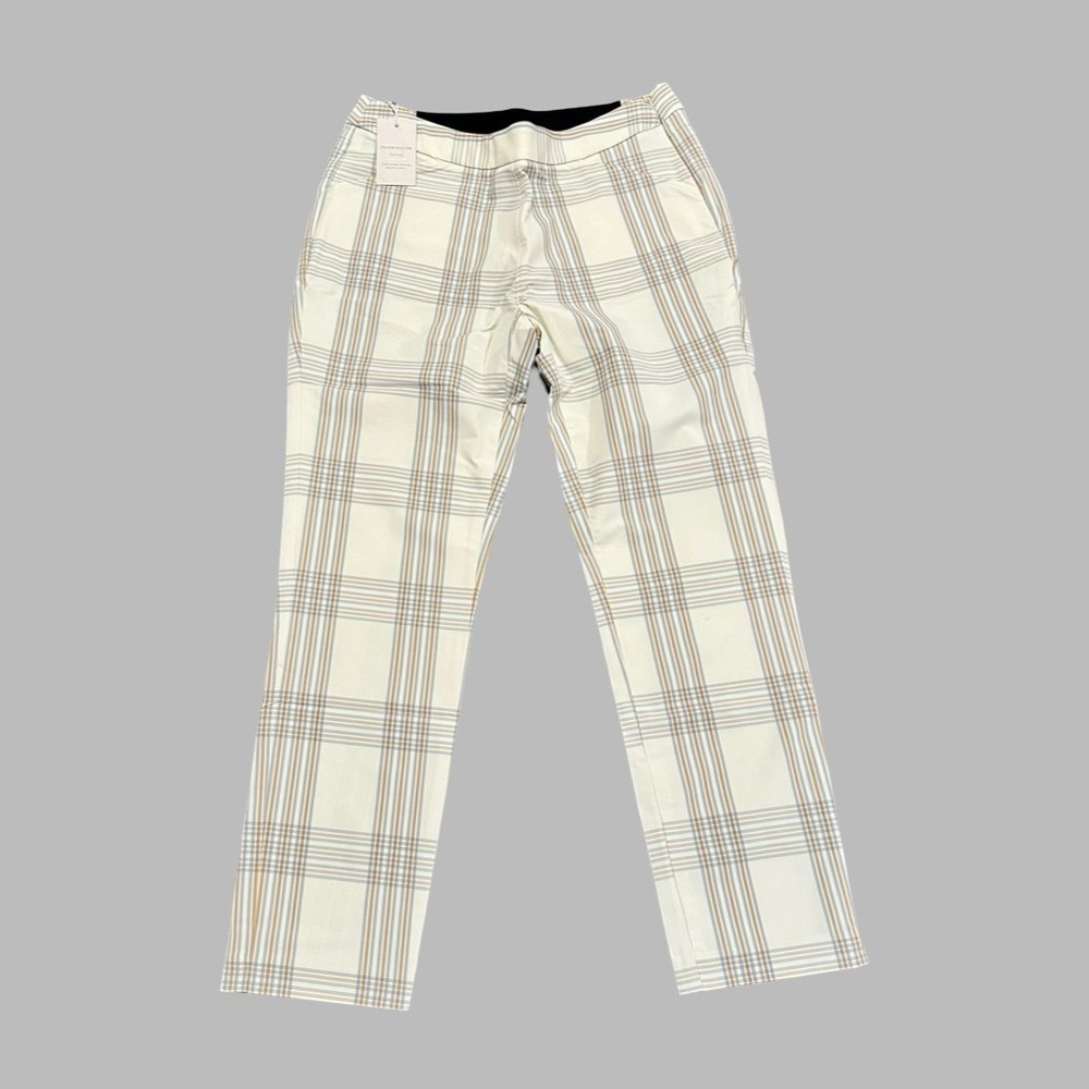 Peter Millar Dynamite Technical Pants Women's Size 10 Ivory Gold Plaid Slim Fit